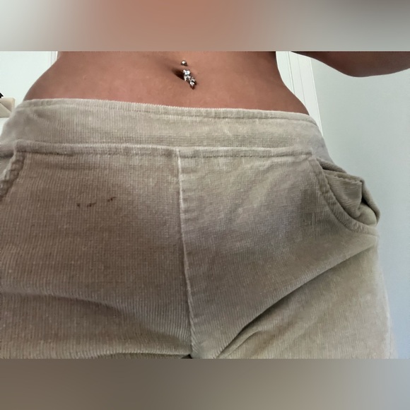 Vintage Y2K Low Rise Corduroy Pants Flare Beige 2000s Featival Boho Bohemian - Picture 6 of 6